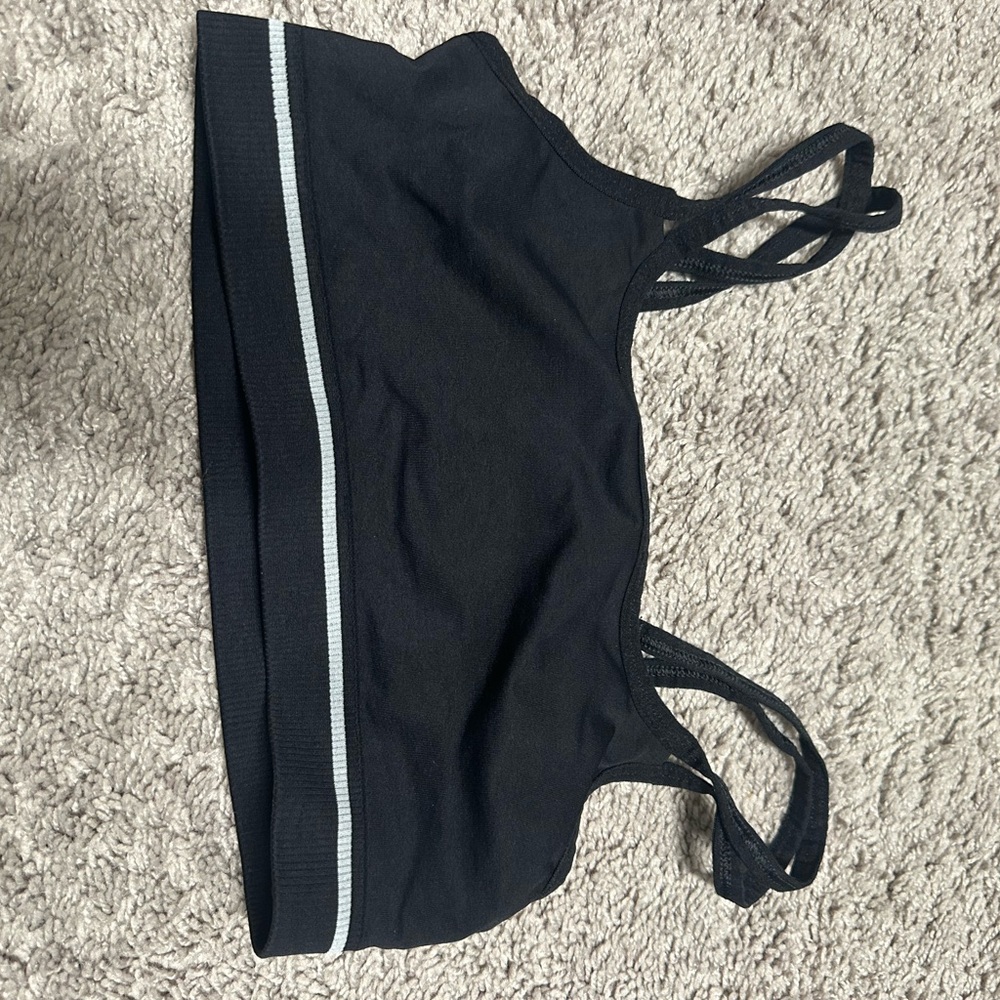Gymshark Black Sports Bra with White Stripe